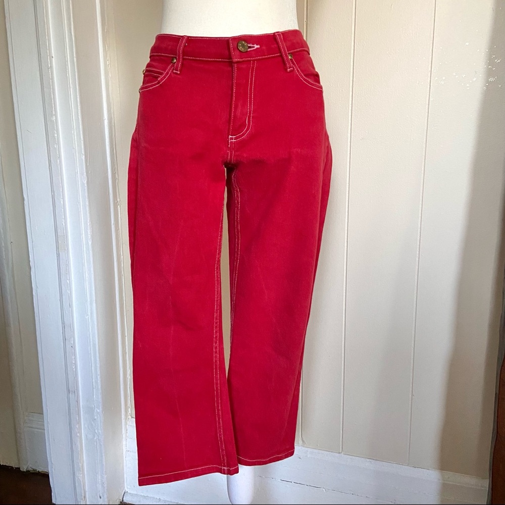 Vintage A.B.S Allen Schwartz Red Cropped Jeans size 28